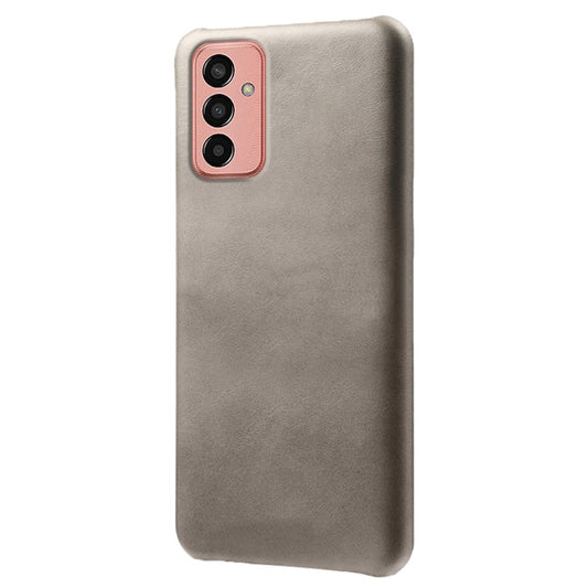 For Samsung Galaxy M13 4G Mobile Phone Cover, Anti-drop Calf Textured PU Leather Coated PC Phone Case - Grey