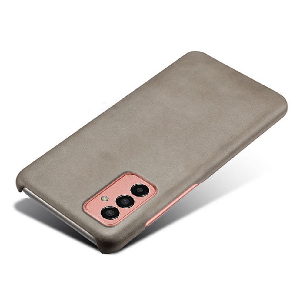 For Samsung Galaxy M13 4G Mobile Phone Cover, Anti-drop Calf Textured PU Leather Coated PC Phone Case - Grey