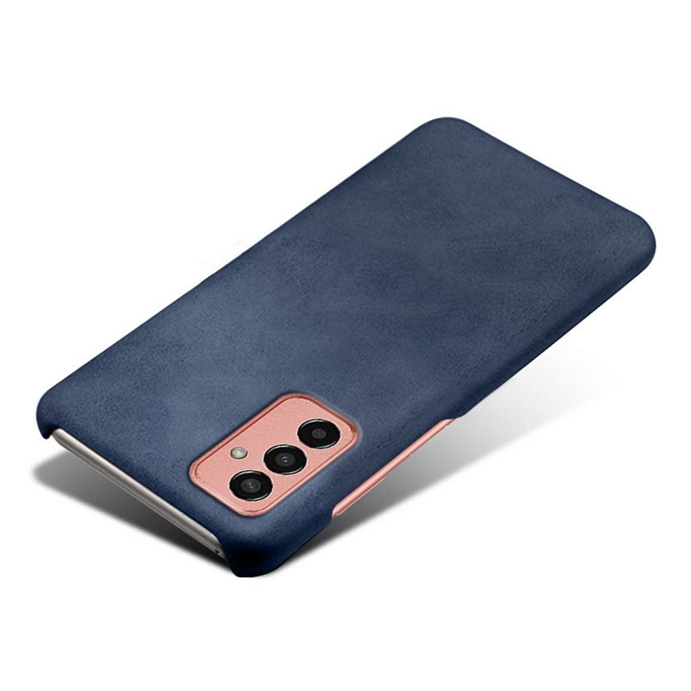 For Samsung Galaxy M13 4G Mobile Phone Cover, Anti-drop Calf Textured PU Leather Coated PC Phone Case - Blue