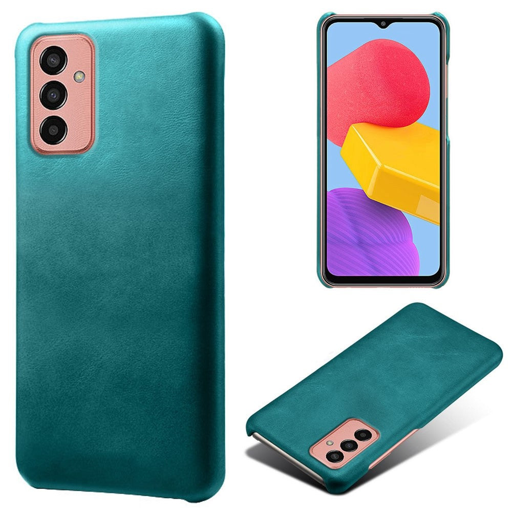 For Samsung Galaxy M13 4G Mobile Phone Cover, Anti-drop Calf Textured PU Leather Coated PC Phone Case - Green
