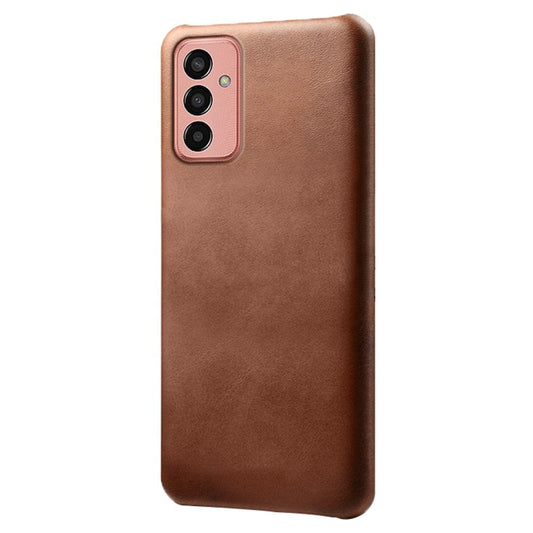 For Samsung Galaxy M13 4G Mobile Phone Cover, Anti-drop Calf Textured PU Leather Coated PC Phone Case - Brown