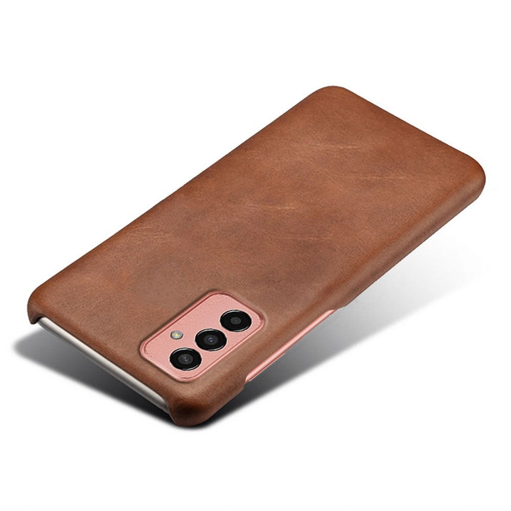 For Samsung Galaxy M13 4G Mobile Phone Cover, Anti-drop Calf Textured PU Leather Coated PC Phone Case - Brown
