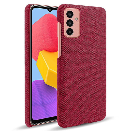For Samsung Galaxy M13 4G Mobile Phone Case Shell Shock Absorbing Solid Color Hard PC+Cloth Phone Cover - Red