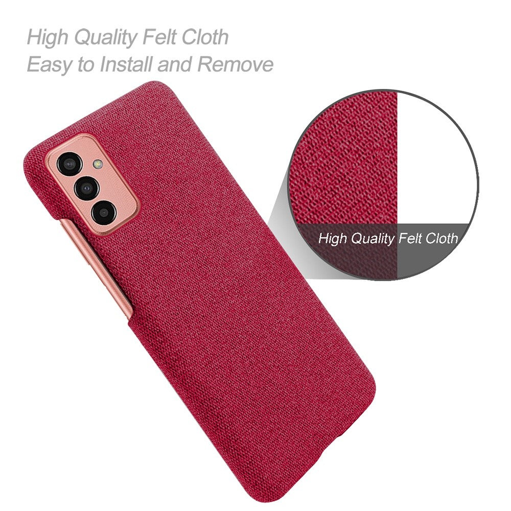 For Samsung Galaxy M13 4G Mobile Phone Case Shell Shock Absorbing Solid Color Hard PC+Cloth Phone Cover - Red