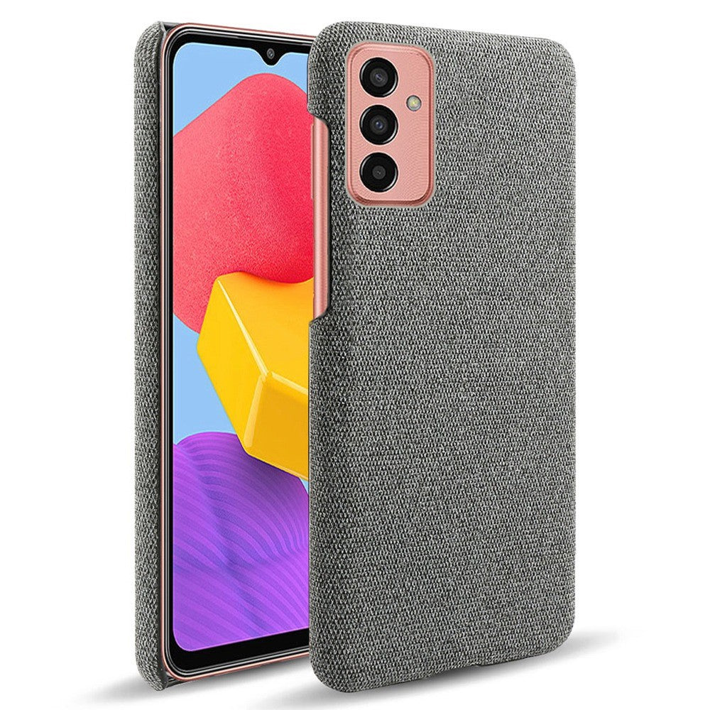For Samsung Galaxy M13 4G Mobile Phone Case Shell Shock Absorbing Solid Color Hard PC+Cloth Phone Cover - Grey