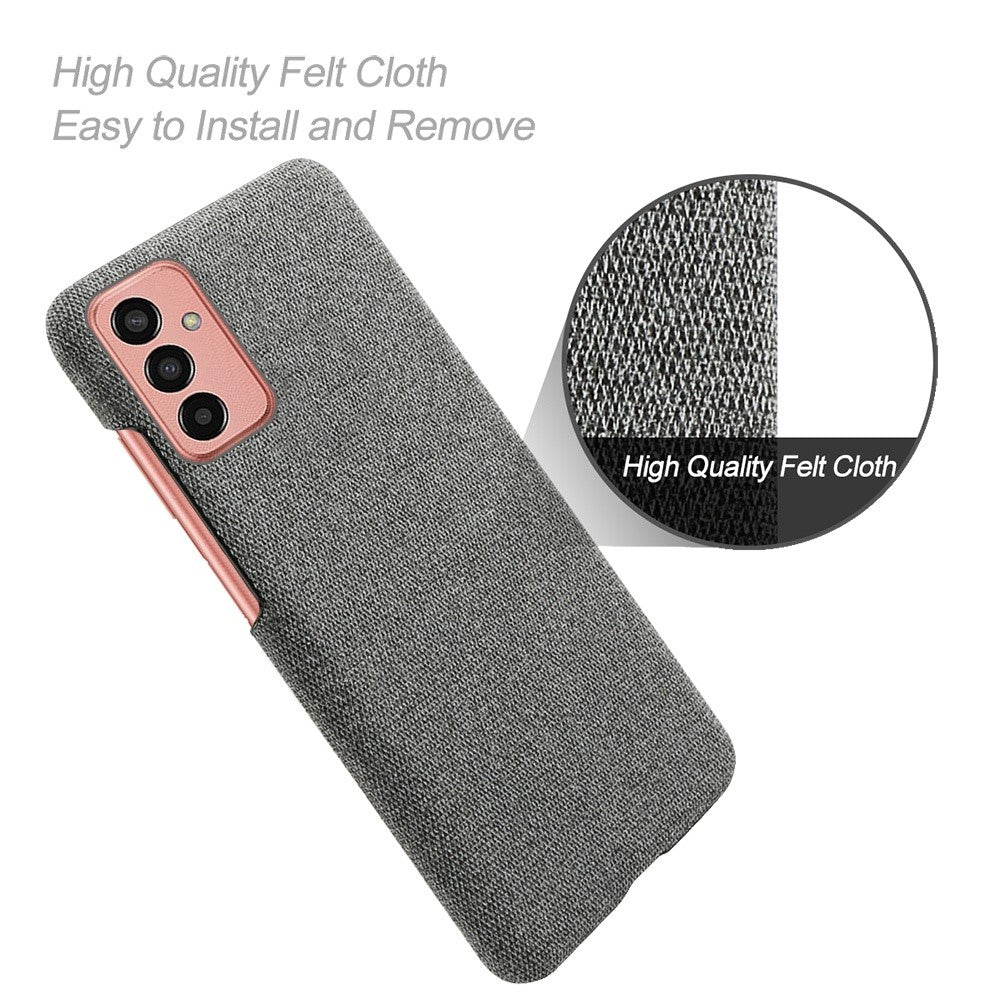 For Samsung Galaxy M13 4G Mobile Phone Case Shell Shock Absorbing Solid Color Hard PC+Cloth Phone Cover - Grey