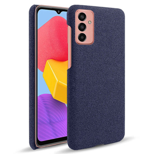 For Samsung Galaxy M13 4G Mobile Phone Case Shell Shock Absorbing Solid Color Hard PC+Cloth Phone Cover - Blue