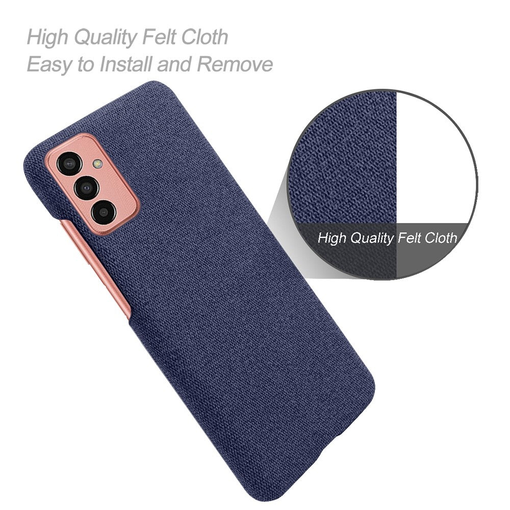 For Samsung Galaxy M13 4G Mobile Phone Case Shell Shock Absorbing Solid Color Hard PC+Cloth Phone Cover - Blue