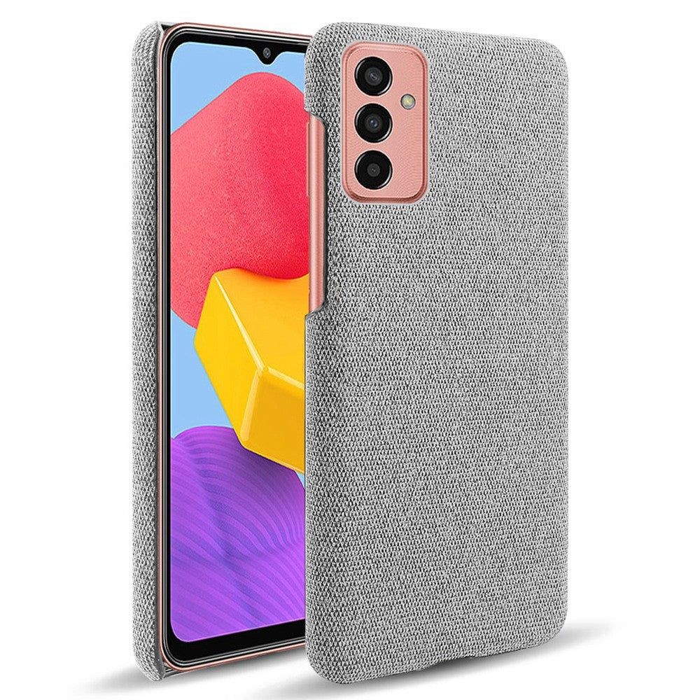 For Samsung Galaxy M13 4G Mobile Phone Case Shell Shock Absorbing Solid Color Hard PC+Cloth Phone Cover - Light Grey