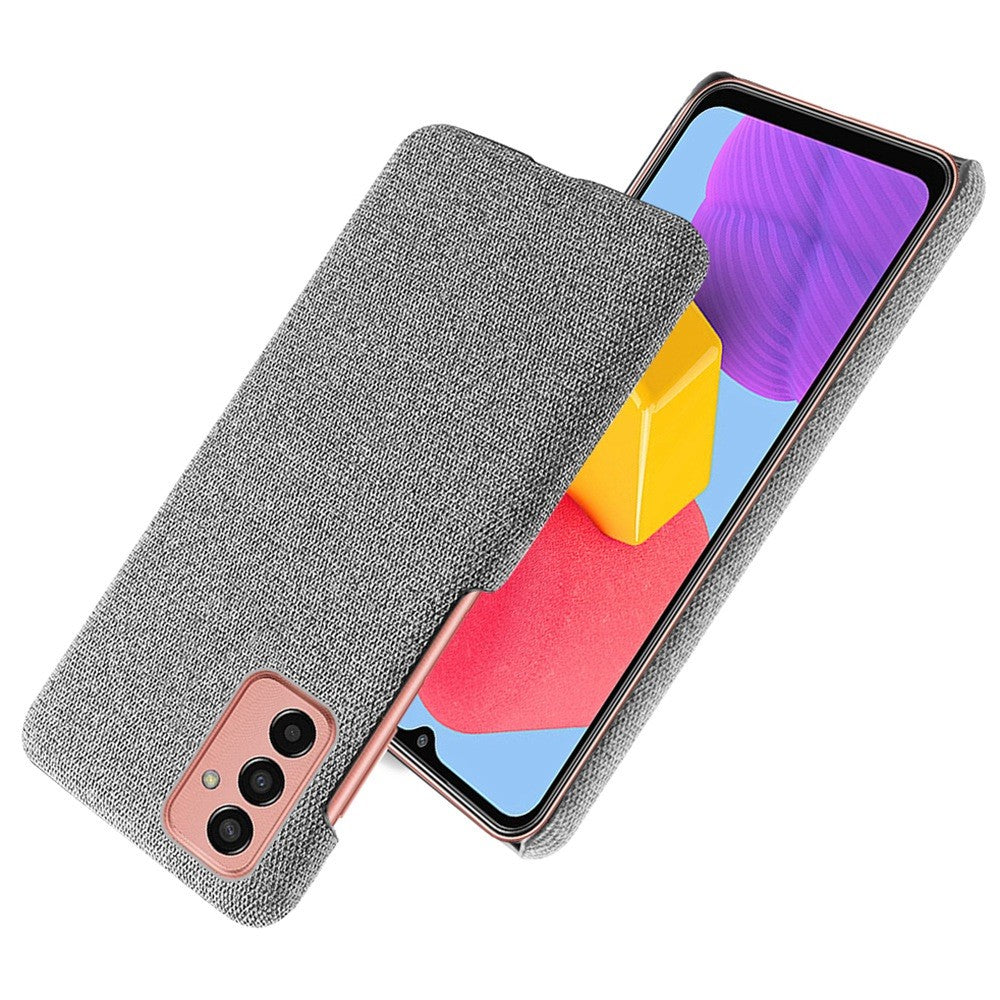 For Samsung Galaxy M13 4G Mobile Phone Case Shell Shock Absorbing Solid Color Hard PC+Cloth Phone Cover - Light Grey