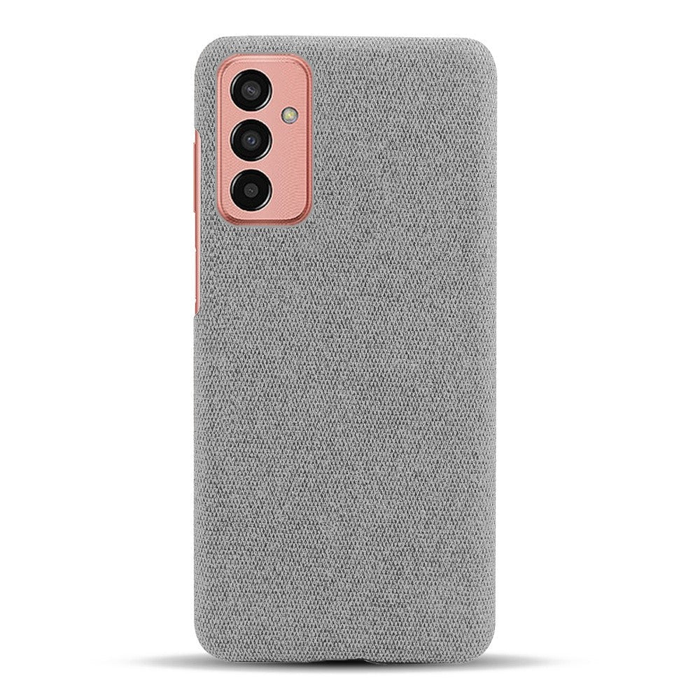 For Samsung Galaxy M13 4G Mobile Phone Case Shell Shock Absorbing Solid Color Hard PC+Cloth Phone Cover - Light Grey