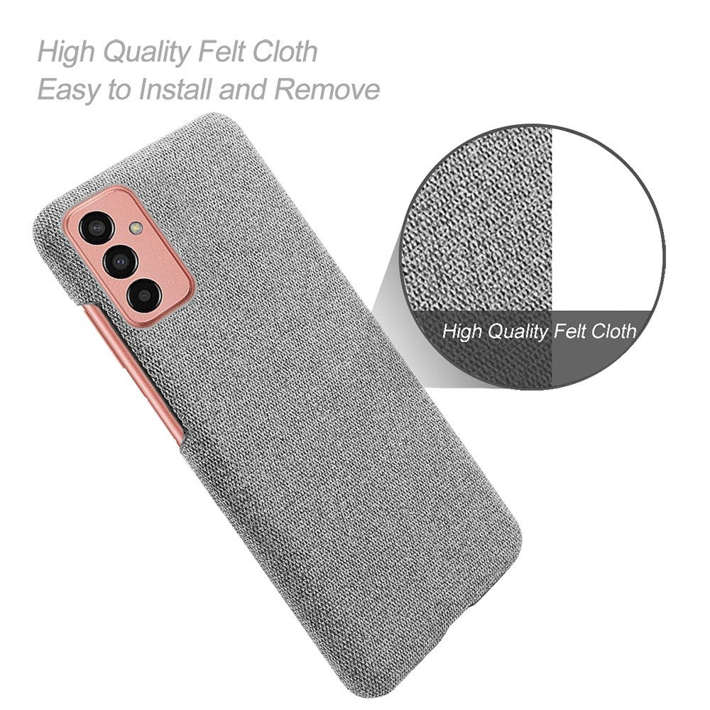 For Samsung Galaxy M13 4G Mobile Phone Case Shell Shock Absorbing Solid Color Hard PC+Cloth Phone Cover - Light Grey