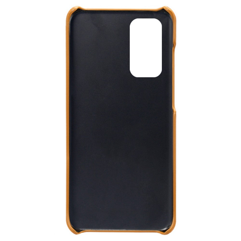 For Samsung Galaxy M13 4G Phone Case with Dual Card Slots, Drop Resistant PU Leather Coated Hard PC Cover - Orange