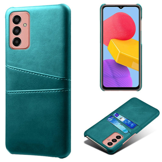 For Samsung Galaxy M13 4G Phone Case with Dual Card Slots, Drop Resistant PU Leather Coated Hard PC Cover - Green
