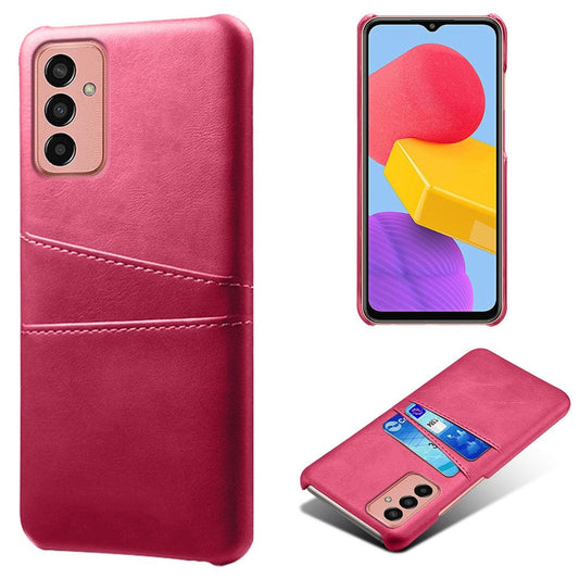 For Samsung Galaxy M13 4G Phone Case with Dual Card Slots, Drop Resistant PU Leather Coated Hard PC Cover - Rose