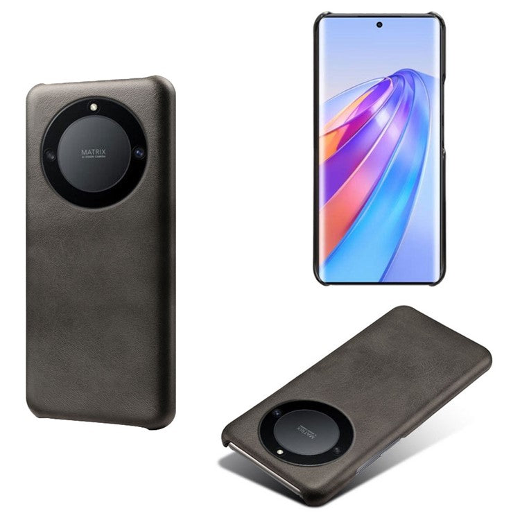 For Honor X40 5G / X9a 5G / Magic5 Lite 5G PU Leather + Hard PC Protective Shell Calf Texture Ultra-Thin Fingerprint-Proof Phone Case - Black