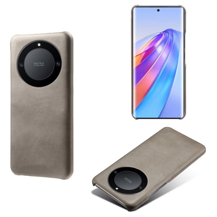 For Honor X40 5G / X9a 5G / Magic5 Lite 5G PU Leather + Hard PC Protective Shell Calf Texture Ultra-Thin Fingerprint-Proof Phone Case - Grey