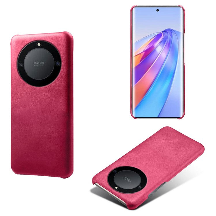 For Honor X40 5G / X9a 5G / Magic5 Lite 5G PU Leather + Hard PC Protective Shell Calf Texture Ultra-Thin Fingerprint-Proof Phone Case - Rose