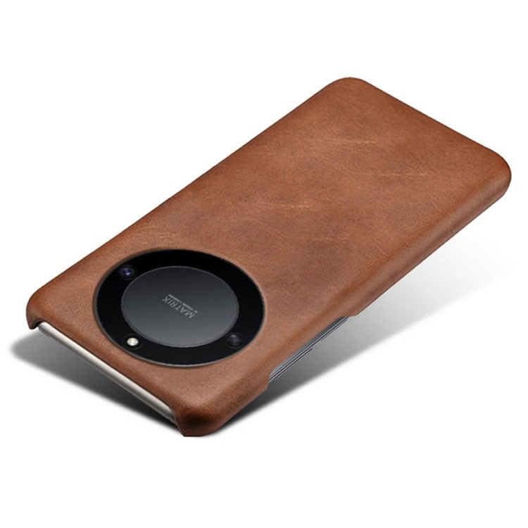 For Honor X40 5G / X9a 5G / Magic5 Lite 5G PU Leather + Hard PC Protective Shell Calf Texture Ultra-Thin Fingerprint-Proof Phone Case - Brown