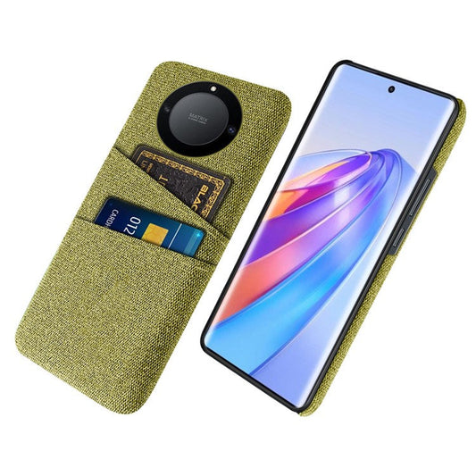 For Honor X40 5G / X9a 5G / Magic5 Lite 5G Cloth Texture Anti-Slip Shockproof Case Dual Card Slots Design Hard PC Protective Shell Phone Cover - Yellow