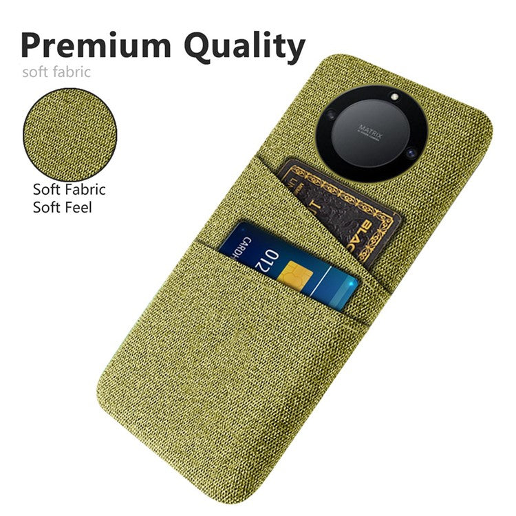 For Honor X40 5G / X9a 5G / Magic5 Lite 5G Cloth Texture Anti-Slip Shockproof Case Dual Card Slots Design Hard PC Protective Shell Phone Cover - Yellow