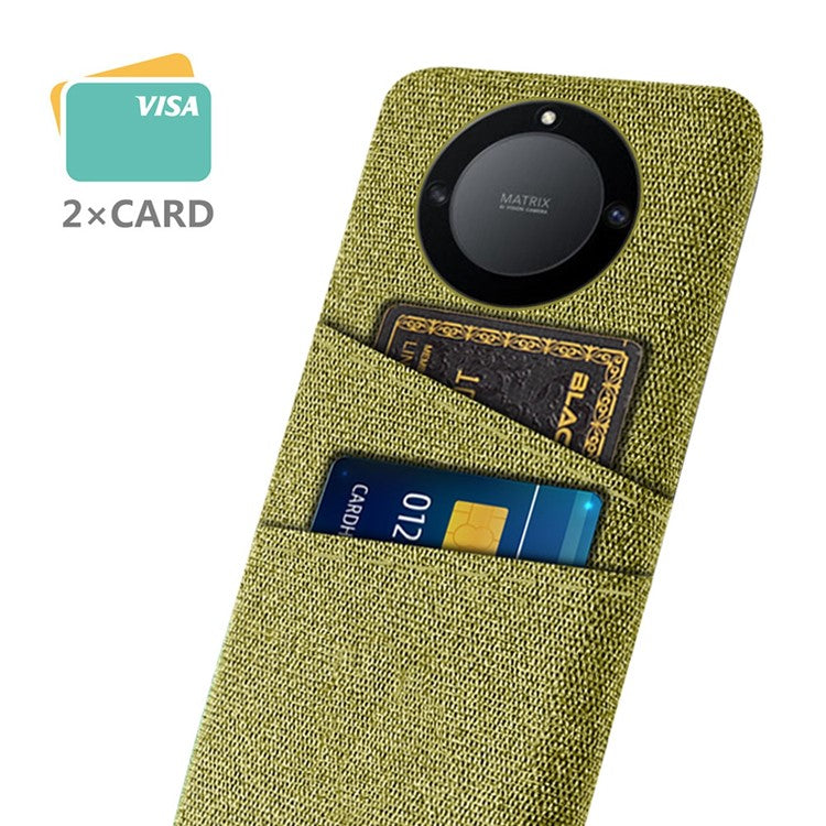 For Honor X40 5G / X9a 5G / Magic5 Lite 5G Cloth Texture Anti-Slip Shockproof Case Dual Card Slots Design Hard PC Protective Shell Phone Cover - Yellow