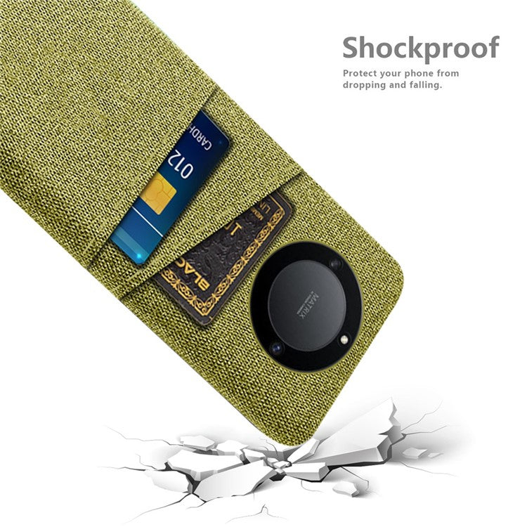 For Honor X40 5G / X9a 5G / Magic5 Lite 5G Cloth Texture Anti-Slip Shockproof Case Dual Card Slots Design Hard PC Protective Shell Phone Cover - Yellow