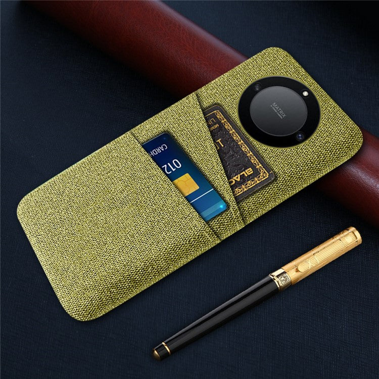 For Honor X40 5G / X9a 5G / Magic5 Lite 5G Cloth Texture Anti-Slip Shockproof Case Dual Card Slots Design Hard PC Protective Shell Phone Cover - Yellow