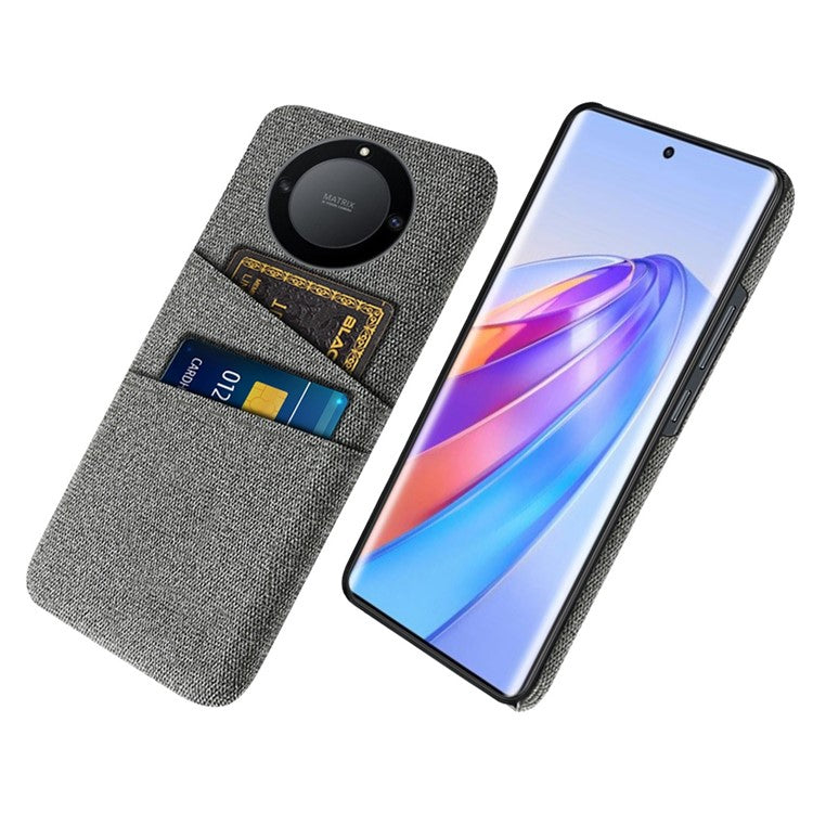 For Honor X40 5G / X9a 5G / Magic5 Lite 5G Cloth Texture Anti-Slip Shockproof Case Dual Card Slots Design Hard PC Protective Shell Phone Cover - Grey
