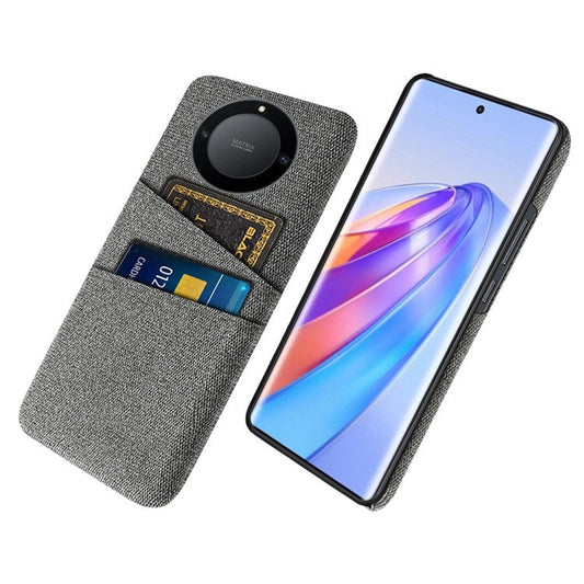 For Honor X40 5G / X9a 5G / Magic5 Lite 5G Cloth Texture Anti-Slip Shockproof Case Dual Card Slots Design Hard PC Protective Shell Phone Cover - Grey