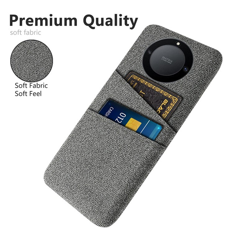 For Honor X40 5G / X9a 5G / Magic5 Lite 5G Cloth Texture Anti-Slip Shockproof Case Dual Card Slots Design Hard PC Protective Shell Phone Cover - Grey