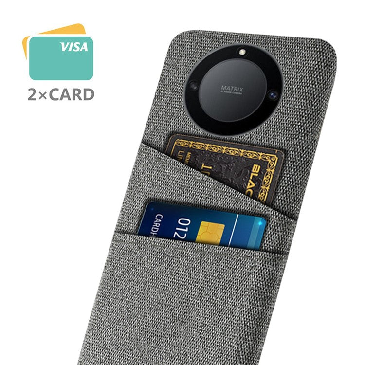 For Honor X40 5G / X9a 5G / Magic5 Lite 5G Cloth Texture Anti-Slip Shockproof Case Dual Card Slots Design Hard PC Protective Shell Phone Cover - Grey