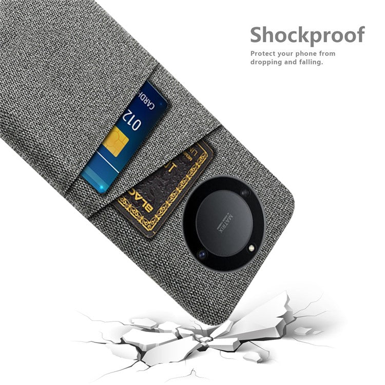 For Honor X40 5G / X9a 5G / Magic5 Lite 5G Cloth Texture Anti-Slip Shockproof Case Dual Card Slots Design Hard PC Protective Shell Phone Cover - Grey