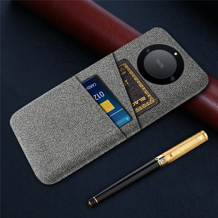 For Honor X40 5G / X9a 5G / Magic5 Lite 5G Cloth Texture Anti-Slip Shockproof Case Dual Card Slots Design Hard PC Protective Shell Phone Cover - Grey