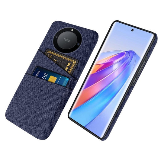 For Honor X40 5G / X9a 5G / Magic5 Lite 5G Cloth Texture Anti-Slip Shockproof Case Dual Card Slots Design Hard PC Protective Shell Phone Cover - Blue