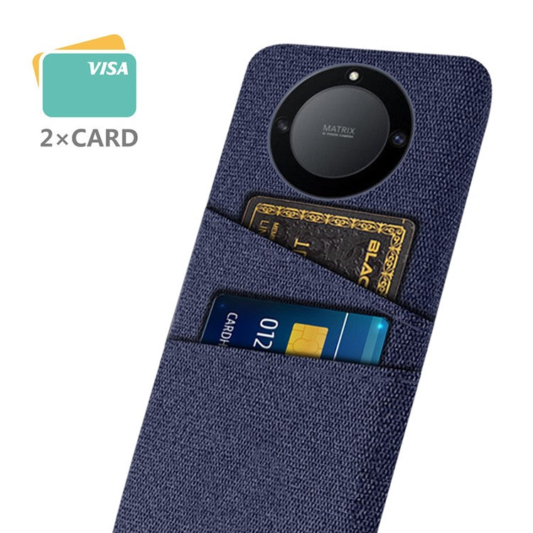 For Honor X40 5G / X9a 5G / Magic5 Lite 5G Cloth Texture Anti-Slip Shockproof Case Dual Card Slots Design Hard PC Protective Shell Phone Cover - Blue