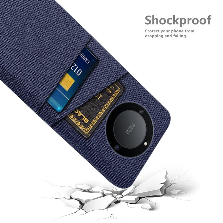 For Honor X40 5G / X9a 5G / Magic5 Lite 5G Cloth Texture Anti-Slip Shockproof Case Dual Card Slots Design Hard PC Protective Shell Phone Cover - Blue