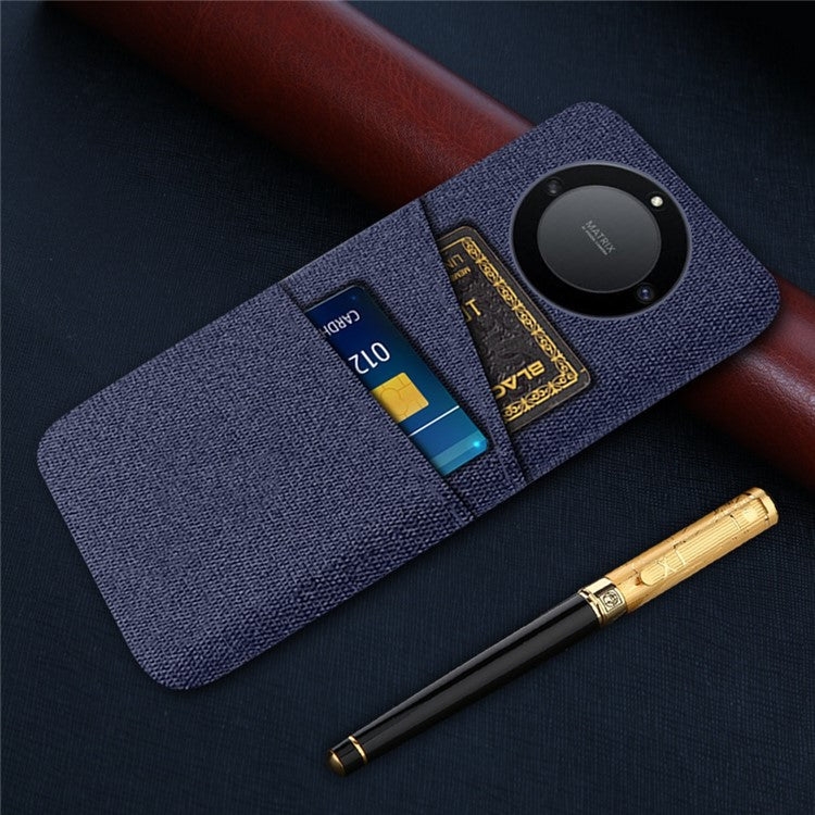 For Honor X40 5G / X9a 5G / Magic5 Lite 5G Cloth Texture Anti-Slip Shockproof Case Dual Card Slots Design Hard PC Protective Shell Phone Cover - Blue