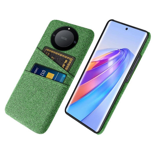 For Honor X40 5G / X9a 5G / Magic5 Lite 5G Cloth Texture Anti-Slip Shockproof Case Dual Card Slots Design Hard PC Protective Shell Phone Cover - Green