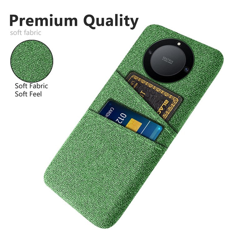 For Honor X40 5G / X9a 5G / Magic5 Lite 5G Cloth Texture Anti-Slip Shockproof Case Dual Card Slots Design Hard PC Protective Shell Phone Cover - Green