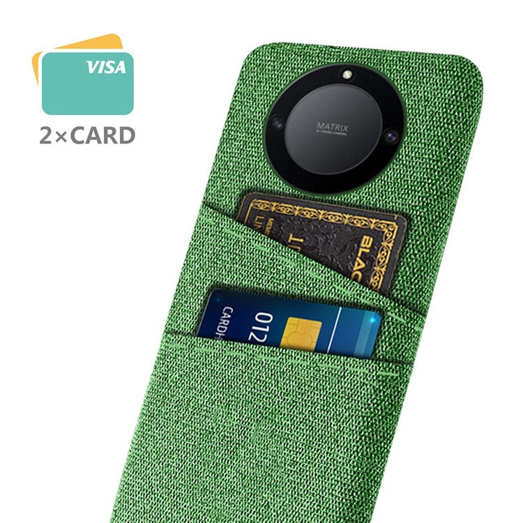 For Honor X40 5G / X9a 5G / Magic5 Lite 5G Cloth Texture Anti-Slip Shockproof Case Dual Card Slots Design Hard PC Protective Shell Phone Cover - Green