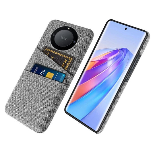 For Honor X40 5G / X9a 5G / Magic5 Lite 5G Cloth Texture Anti-Slip Shockproof Case Dual Card Slots Design Hard PC Protective Shell Phone Cover - Light Grey