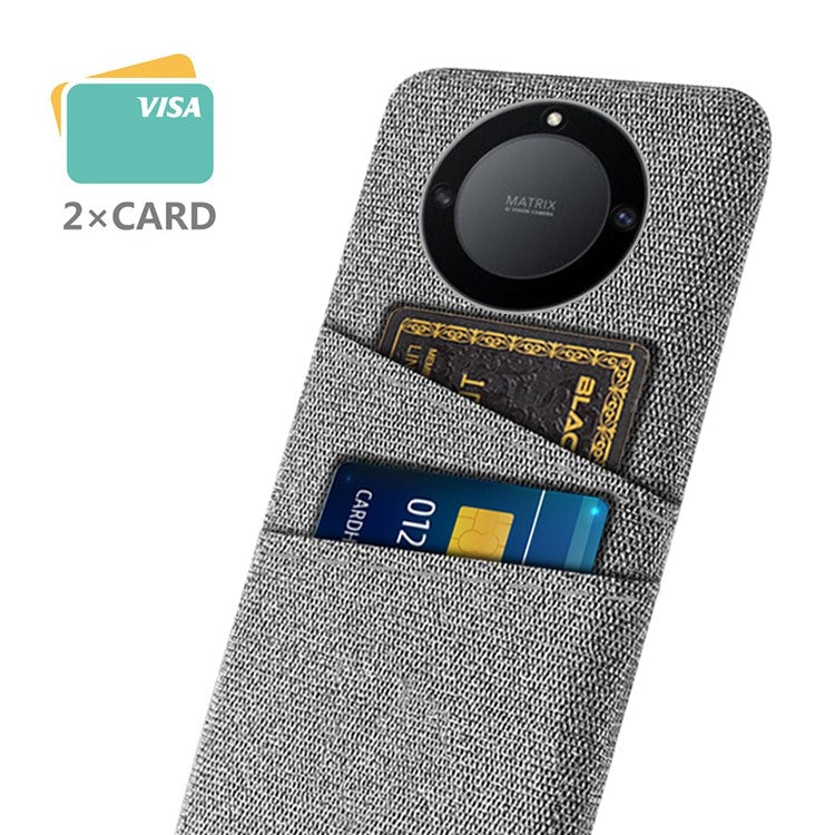 For Honor X40 5G / X9a 5G / Magic5 Lite 5G Cloth Texture Anti-Slip Shockproof Case Dual Card Slots Design Hard PC Protective Shell Phone Cover - Light Grey