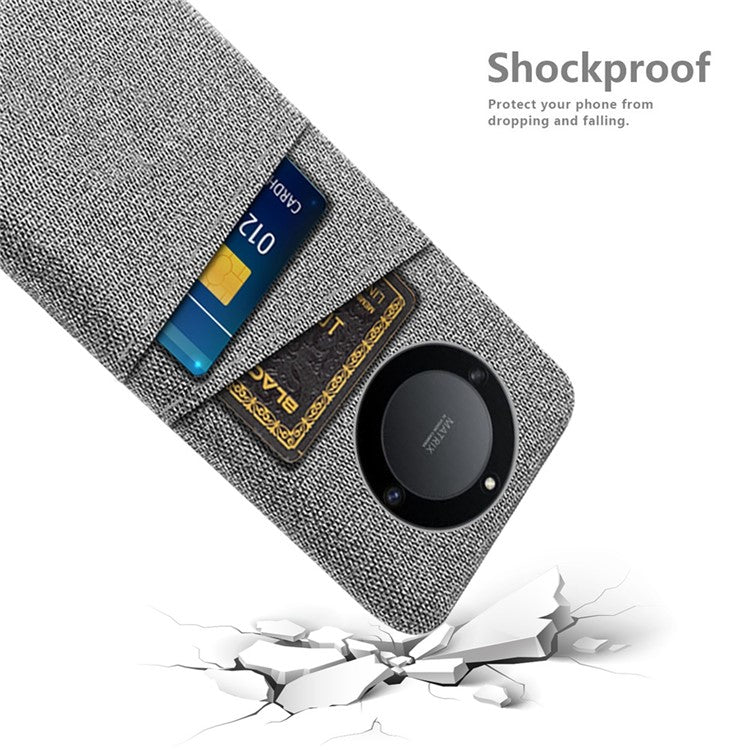 For Honor X40 5G / X9a 5G / Magic5 Lite 5G Cloth Texture Anti-Slip Shockproof Case Dual Card Slots Design Hard PC Protective Shell Phone Cover - Light Grey