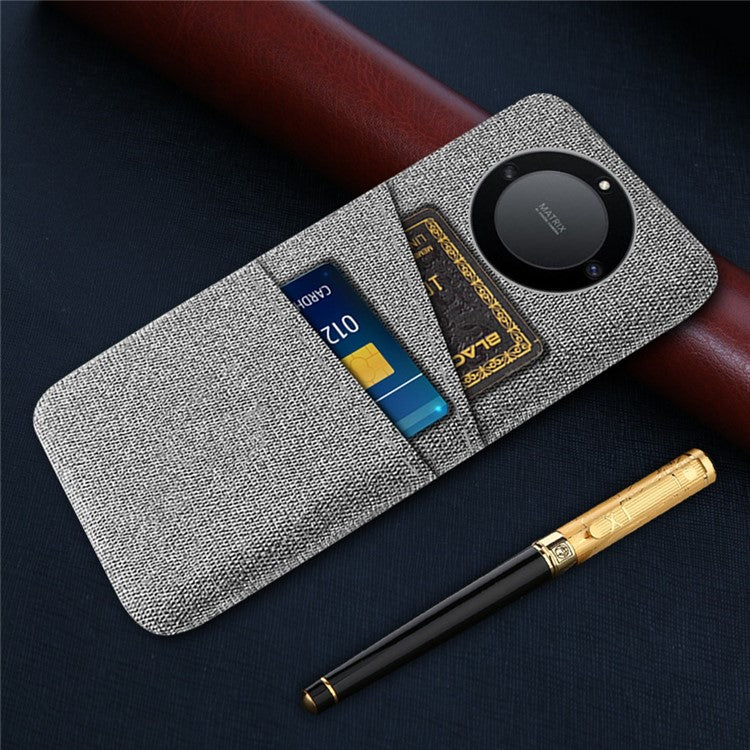 For Honor X40 5G / X9a 5G / Magic5 Lite 5G Cloth Texture Anti-Slip Shockproof Case Dual Card Slots Design Hard PC Protective Shell Phone Cover - Light Grey
