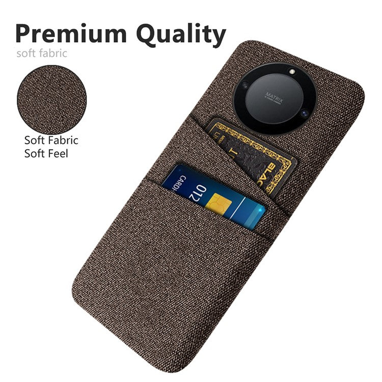 For Honor X40 5G / X9a 5G / Magic5 Lite 5G Cloth Texture Anti-Slip Shockproof Case Dual Card Slots Design Hard PC Protective Shell Phone Cover - Brown