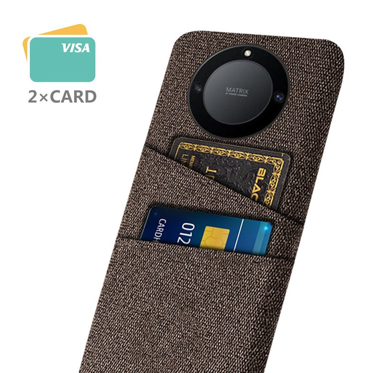 For Honor X40 5G / X9a 5G / Magic5 Lite 5G Cloth Texture Anti-Slip Shockproof Case Dual Card Slots Design Hard PC Protective Shell Phone Cover - Brown