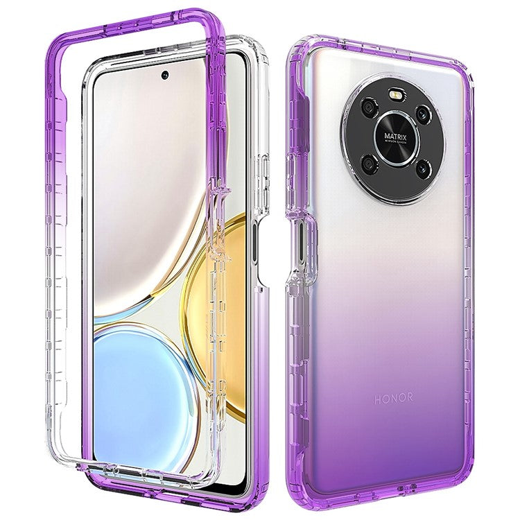 For Honor Magic 4 Lite 5G / X9 5G / X9 4G Transparent TPU + PC Phone Protective Case Stylish Gradient Anti-scratch Cover - Gradient Purple