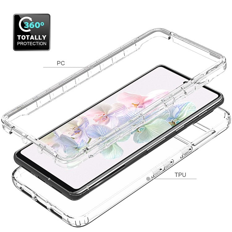 For Google Pixel 7 5G Stylish Gradient Color Phone Case Crystal Clear Soft TPU + Hard PC Hybrid Cover - Gradient Black