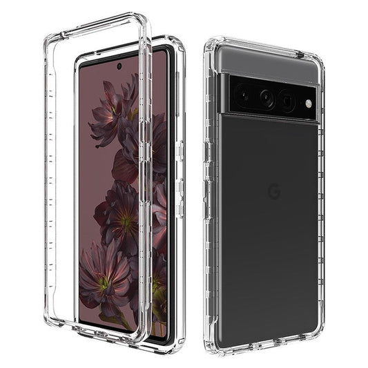 For Google Pixel 7 Pro 5G Stylish Gradient Color Soft TPU + Hard PC Case Crystal Clear Anti-drop Phone Cover - Transparent